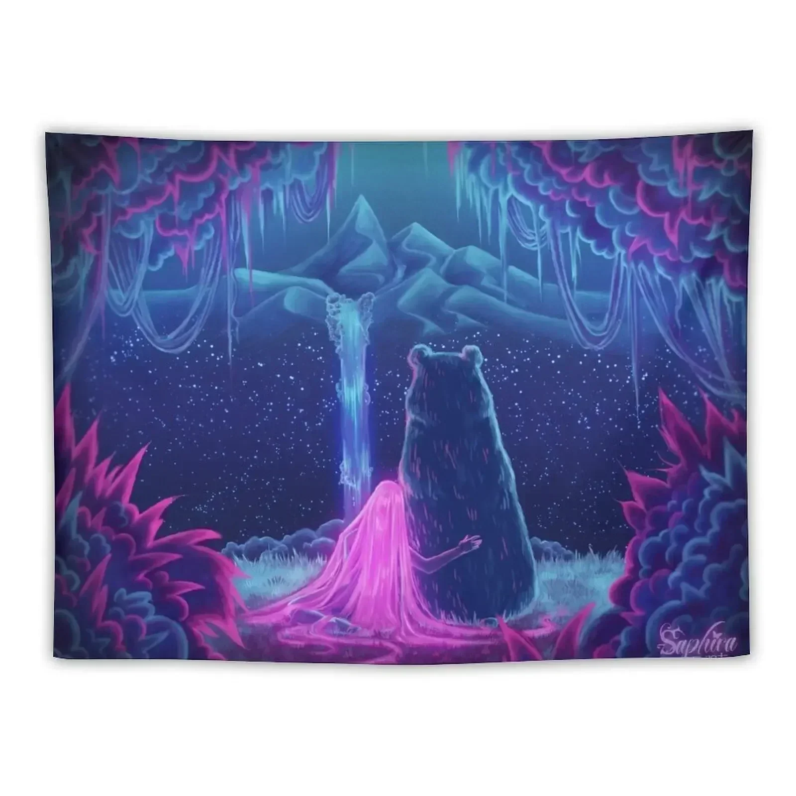 

Girl With The Bear - Fantasy artwork Tapestry Bedroom Deco Wall Hanging Hanging Wall Tapestry