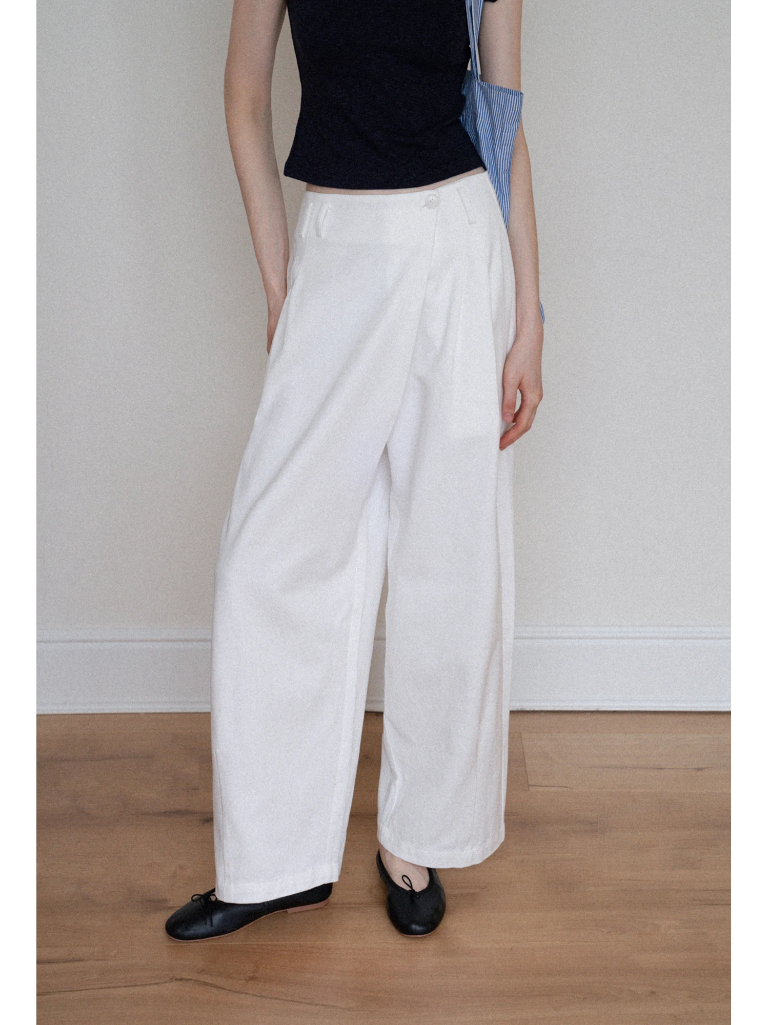 

Eggka, дизайн с высокой талией, повседневные широкие брюки, простые элегантные свободные утягивающие брюки, прямой крой, полиэфирное волокно