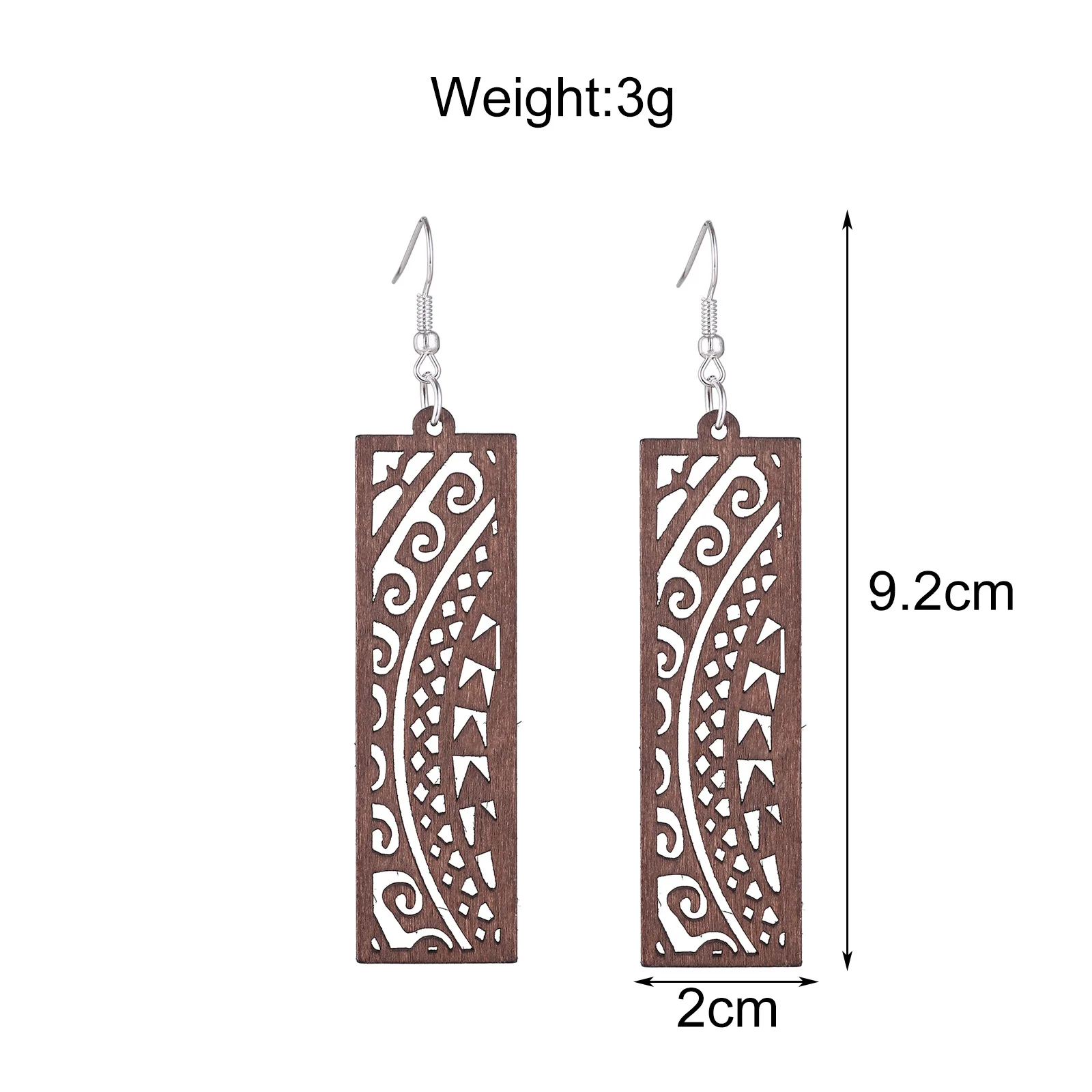 Hawaiian Design Wooden Tribal Earrings Polynesian Samoan Tonga Chuuk Tropical Island Jewelry