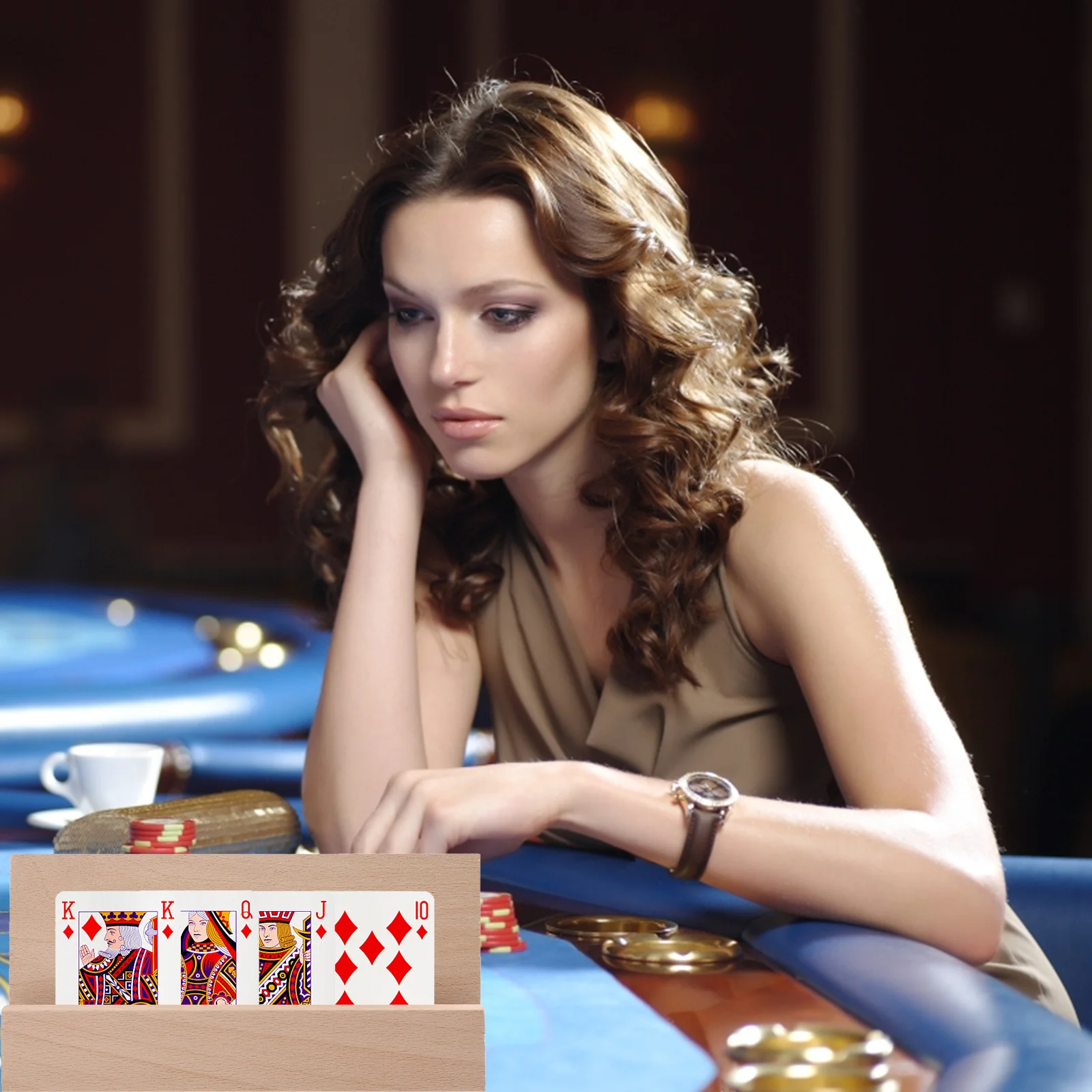 

1pc Wooden Calendar Holder Base Solid Wood Card Display Stand For Room Hotel Casino Cards Bases Stands Accessories