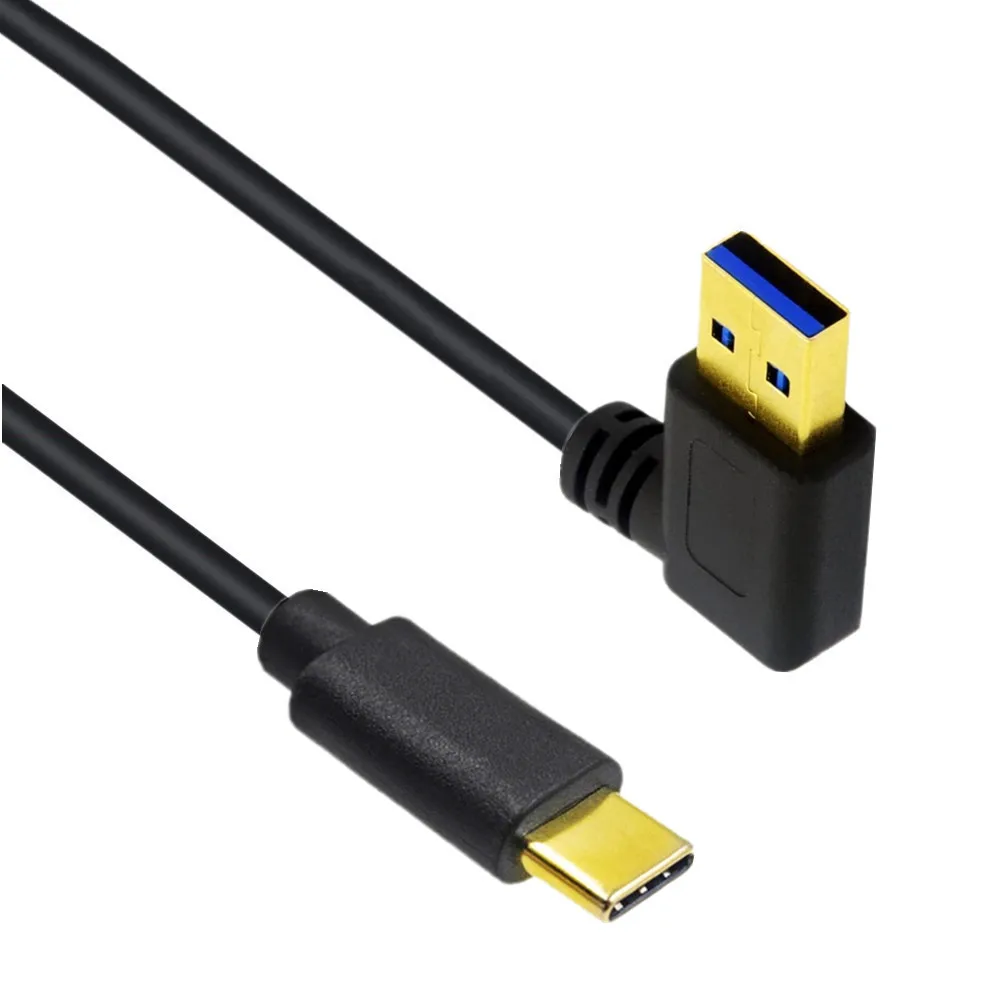 Cable de carga USB 3,0 tipo A USB C macho, 90 grados arriba abajo, ángulo izquierdo y derecho, sincronización de datos, para Xiaomi 4C/5, Huawei P9, Samsung Note7