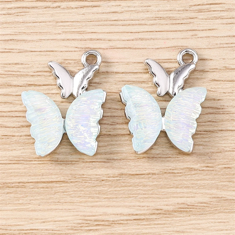 5 Stück 16 x 20 mm niedliche bunte Kristall-Anhänger mit fliegenden Schmetterlingen für die Schmuckherstellung, Ohrringe, Halsketten, DIY-Bastelzubehör – Detail 10