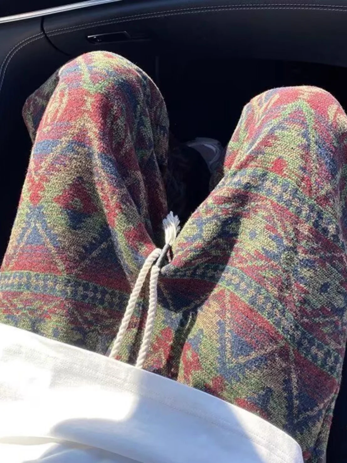 

Knitted Dirt Sle Men's Casual Pants Autumn Ethnic Tassel Wide Leg American Vintage Straight Cut Loose Fit Long Trousers