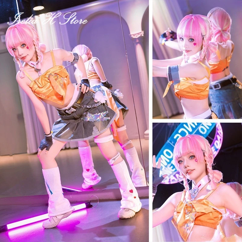 Irelia H Anime OW Mercy 코스프레 의상 걸 그룹 Mercy Angela Ziegler K-pop 탑 스커트 슈트 여성 할로윈 의상