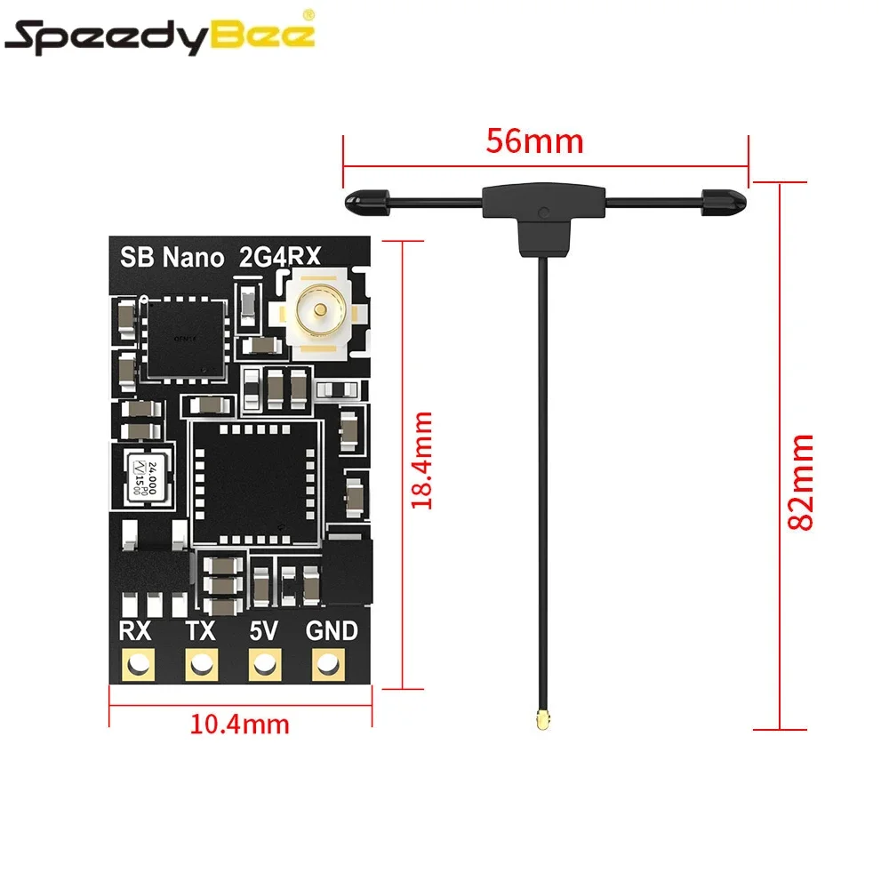

SpeedyBee Nano Dual Band 2.4GHz/915MHz ELRS Receiver IPEX1 Plug Long Range Low Latency for FPV Drone RC Model