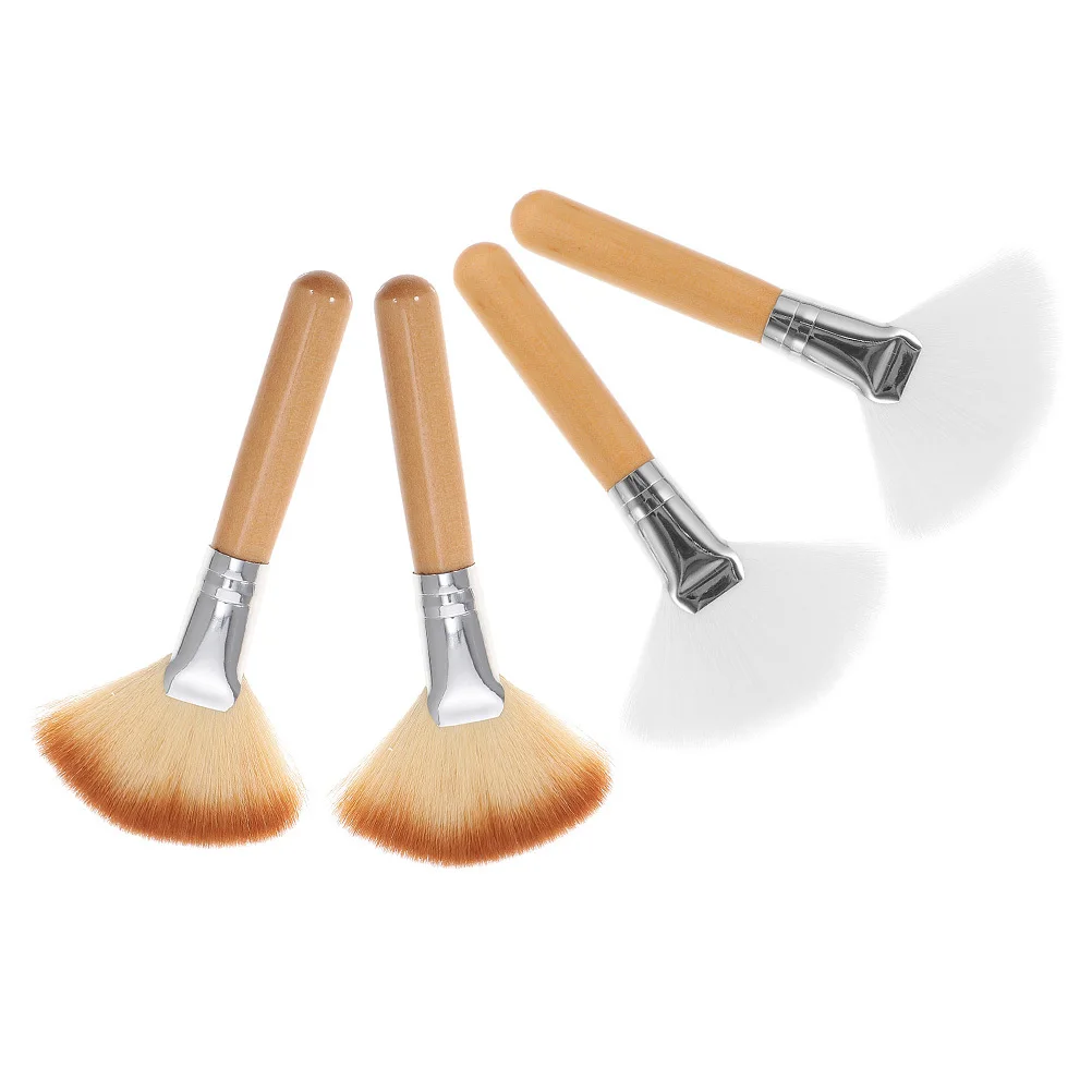 4 pièces surligneur pinceaux de maquillage ventilateur poudre Blush poils souples poignée Durable pour professionnel maquillage du visage surligneur brosse