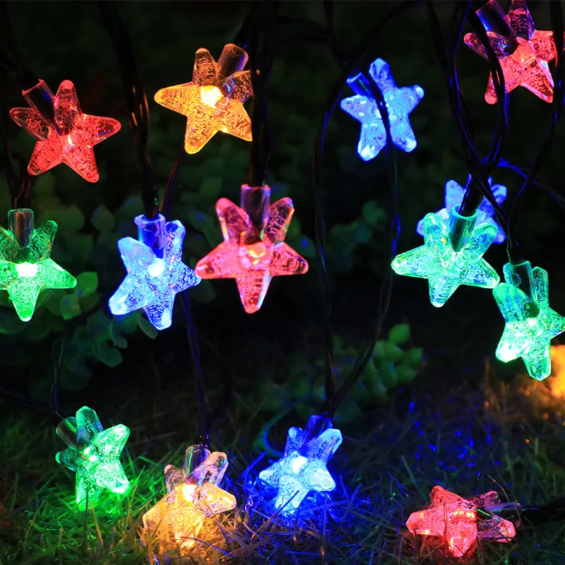 Impermeável Bubble Star Lights String, Outdoor Solar Powered, Guirlandas de Jardim, Decoração de Natal, 8 Mode, 22m, 200LEDs, 001