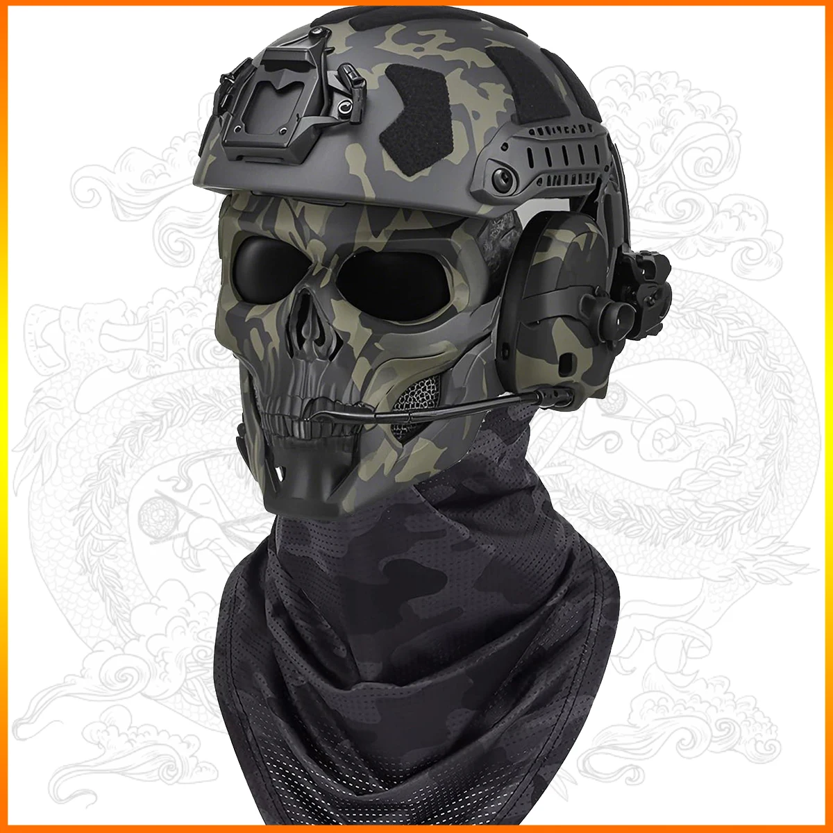 Umbral Edge Assassin Tactical Kit with Helmets Headphones and Masks for Paintball Cosplay and hunt Various Tactical Activities