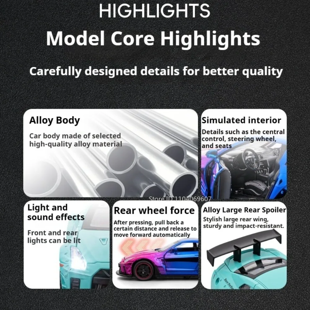 Maßstab 1:32 GTR URUS Modell Sportwagen Spielzeug Legierung Druckguss Sound Licht Zurückziehen Exquisite Innensimulation Supercars für Kinder