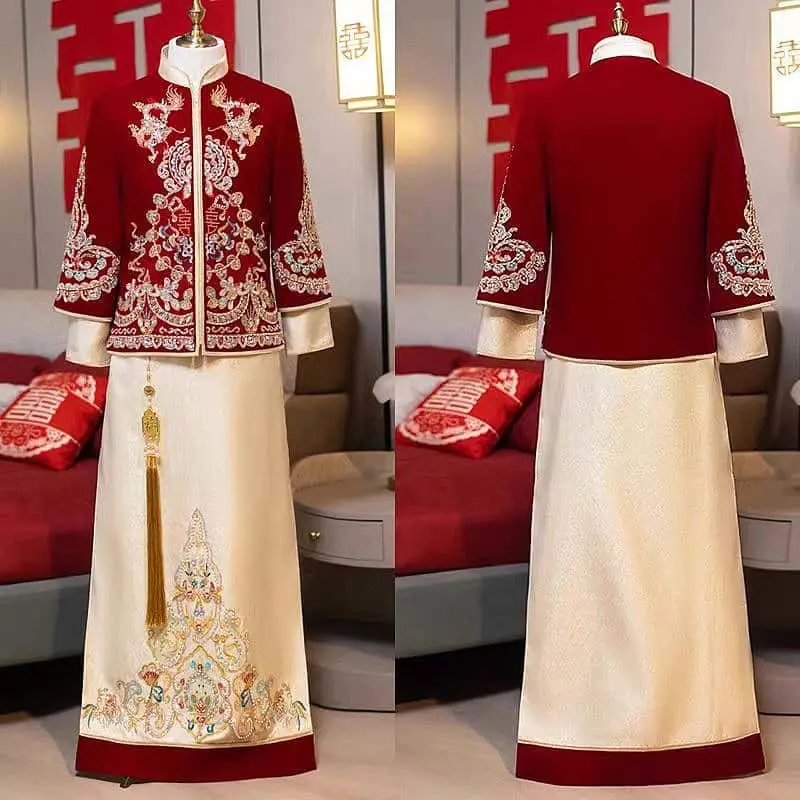 

Yourqipao мужские костюмы Xiuhe, новый китайский свадебный комплект Xiuhe для жениха, свадебные костюмы Hanfu, большие размеры для мужчин