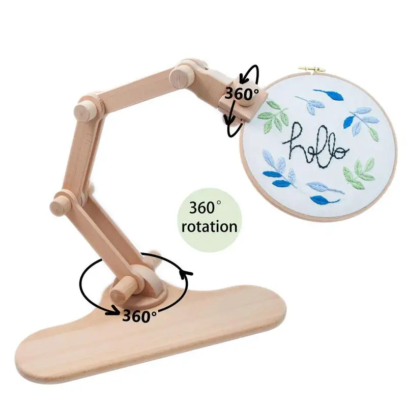 Wooden Embroidery Hoop 360 Degree Rotation Adjustable Desktop Stand CrossStitch Rack Frames Rings Adults Mother Gifts Sewing