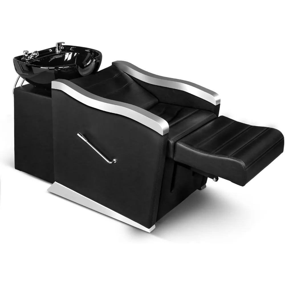 

Набор чаш для шампуня и стульев для салона, блок для обратной промывки с регулируемой подставкой для ног, керамическая миска для мытья парикмахера, раковина для мытья волос