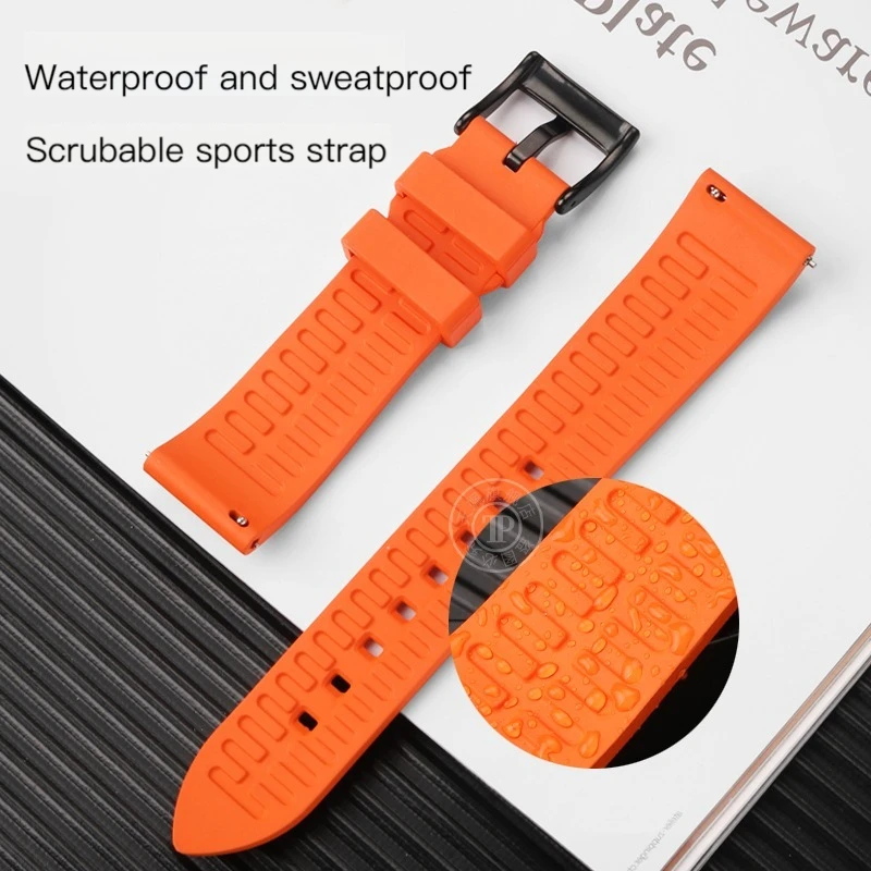 20 22 24mm Orange Series Rubber Fluoroelastomer Strap For Seiko Mido Heuer Omega Watchband Waterproof Bracelet Men\'s Accessories