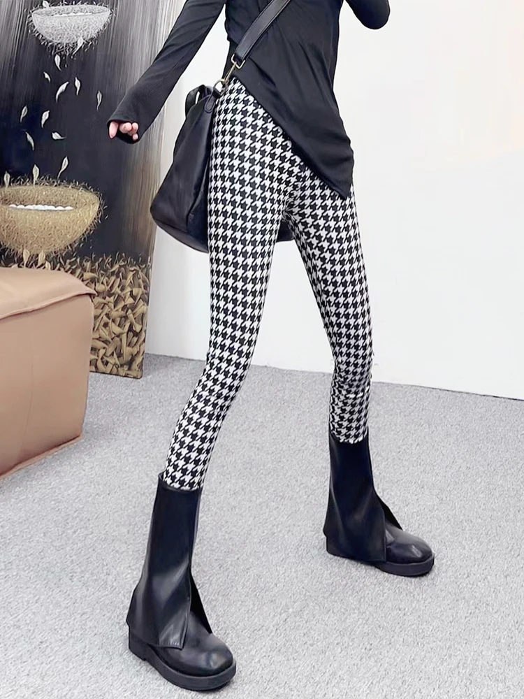 Calças de Yoga de Cintura Alta com Forro para Mulheres, Calças Slim Fit, Camada Base, Calças Elásticas Brancas e Pretas, Calças de Nove Pontos