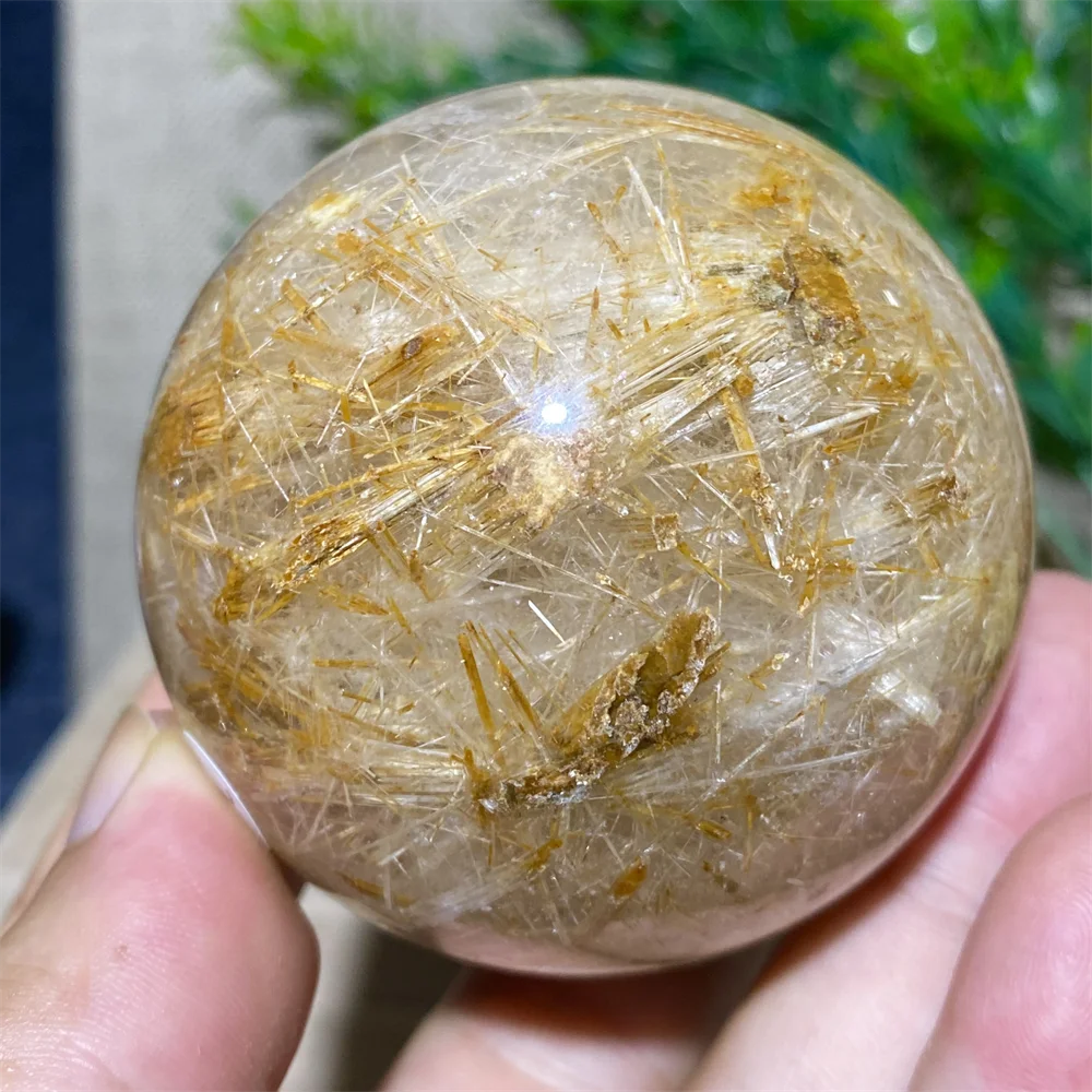 Natural Hair Tourmaline Sphere Ball Beauty Crystal Quartz Beauty Healing Stone Minerals Wicca Spiritual Home Decoration