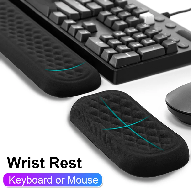 Tastatur-Pad-Set, Memory-Schaum, für Büro, Computer, Laptop, einfaches Tippen, Schmerzlinderung, Tastatur, Handgelenkauflage, Mauspad, Computer-Mauspad
