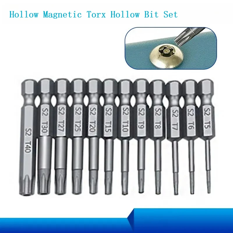 

12/24 шт. 50 мм набор полых отверток Torx - сталь S2, магнитный наконечник, шестиугольная ручка для электрической дрели/ремонта своими руками