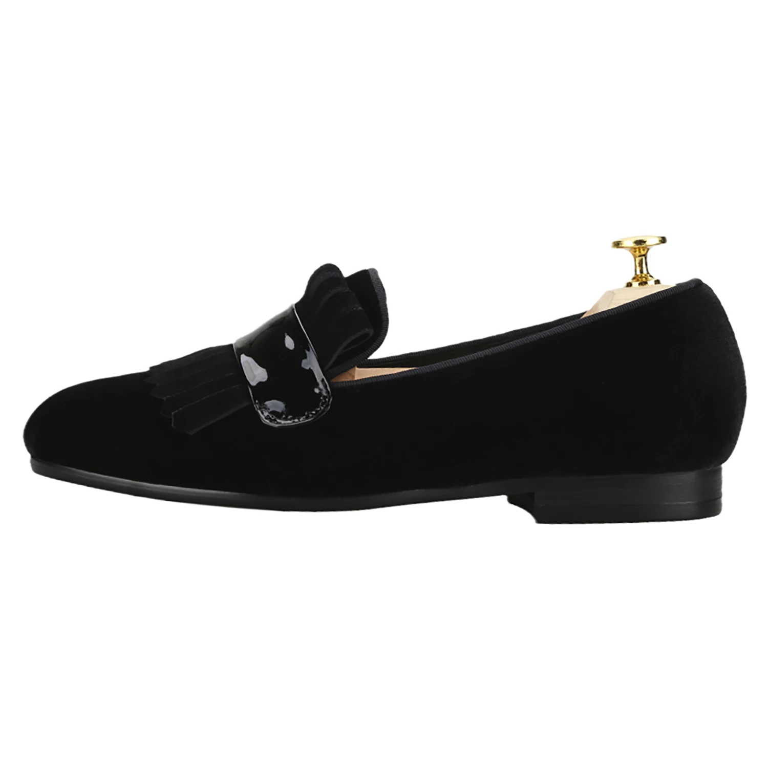 Piergitar Handmade Black Suede Cut Decoration Of Three Colors Velvet Slip-On Loafers For Color Matching Suit Wear Men's Slippers