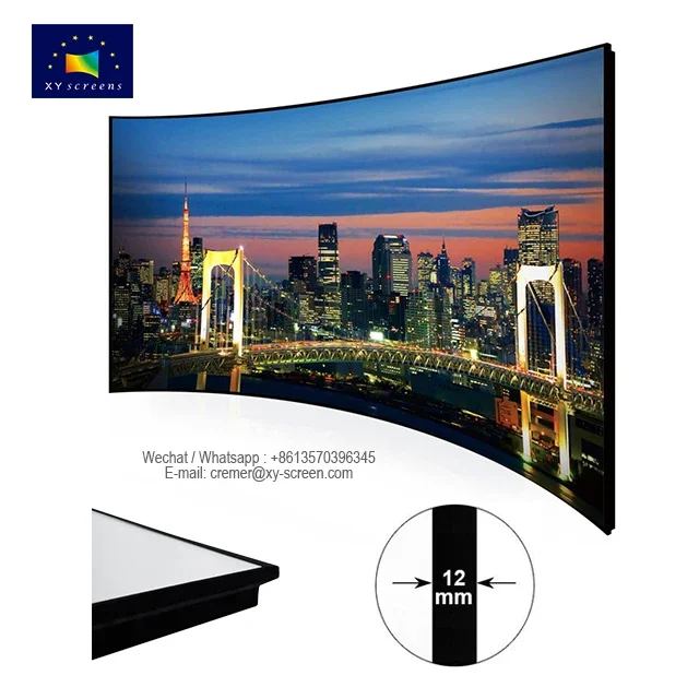 150 inch xyscreen black crystal thin bezel fixed curved  anti light projection