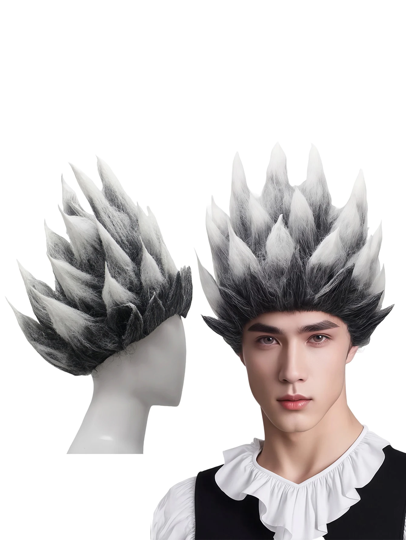 متعدد الألوان المضادة للاعوجاج وأشار عالية الجودة الألياف الكيميائية شعر مستعار اصطناعي Pitaya القنفذ نمط شعر مستعار شعر مستعار الترفيه الطرف