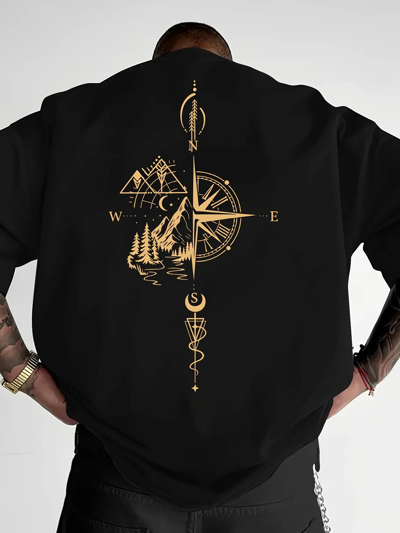 New Summer Geometric and Hill Pattern Men T-shirt Street Style Suitable for Daily Casual Wear Loose Fit  Material