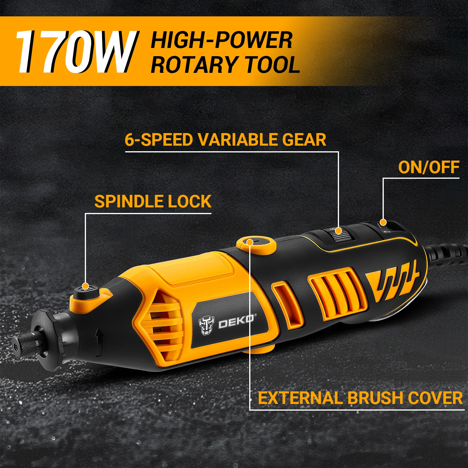 DEKO Rotary Tool 220V AC Set Mini Electric Handheld Rotary Tool (Metal/Wood), Electric Grinder Drill