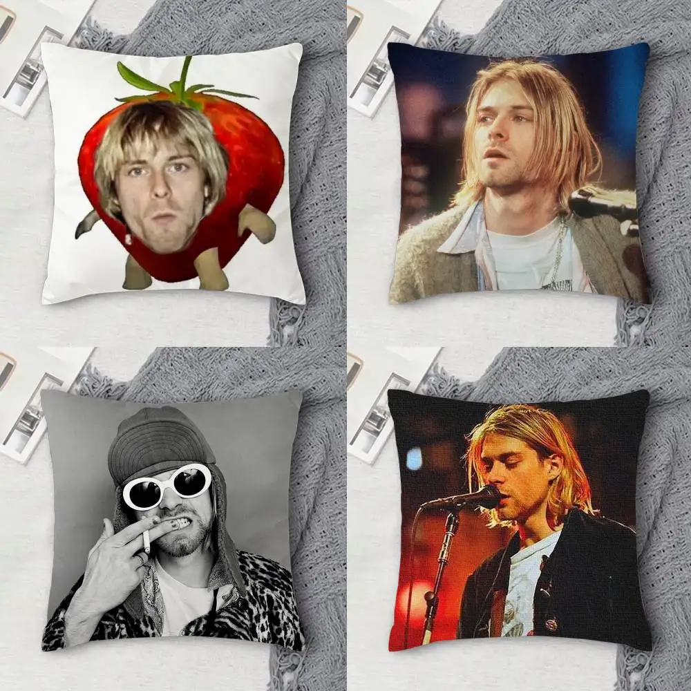 

K-Kurt Cobain Double-sided Printed Square Decorative Cushion Cover for Sofa Living Room Home Decor