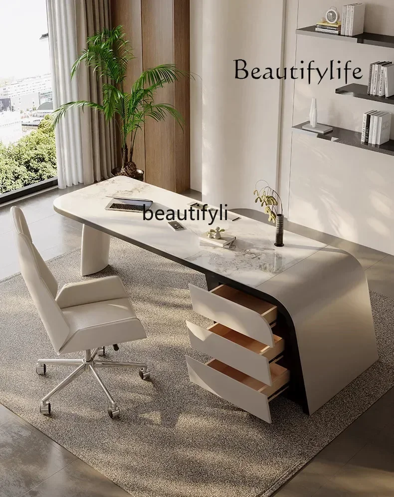 

Light Luxury Minimalist Stone Plate Desk Modern Simple Computer Desk Home Desk