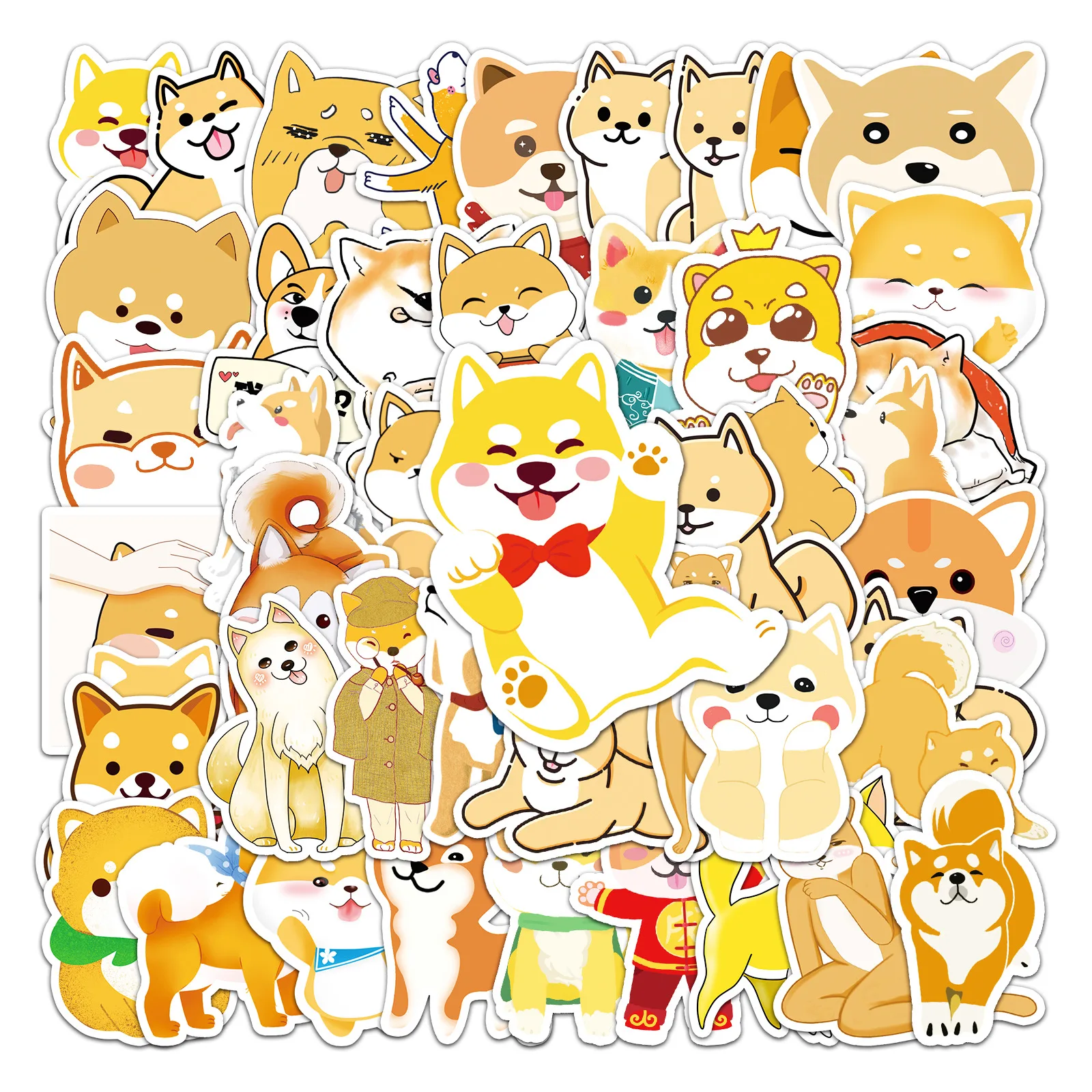 10/30/50PCS Cartoon Shiba Inu Sticker Animal Cute Graffiti Luggage Mobile Phone Guitar DIY Wall Sticker Toy Decoration Wholesale