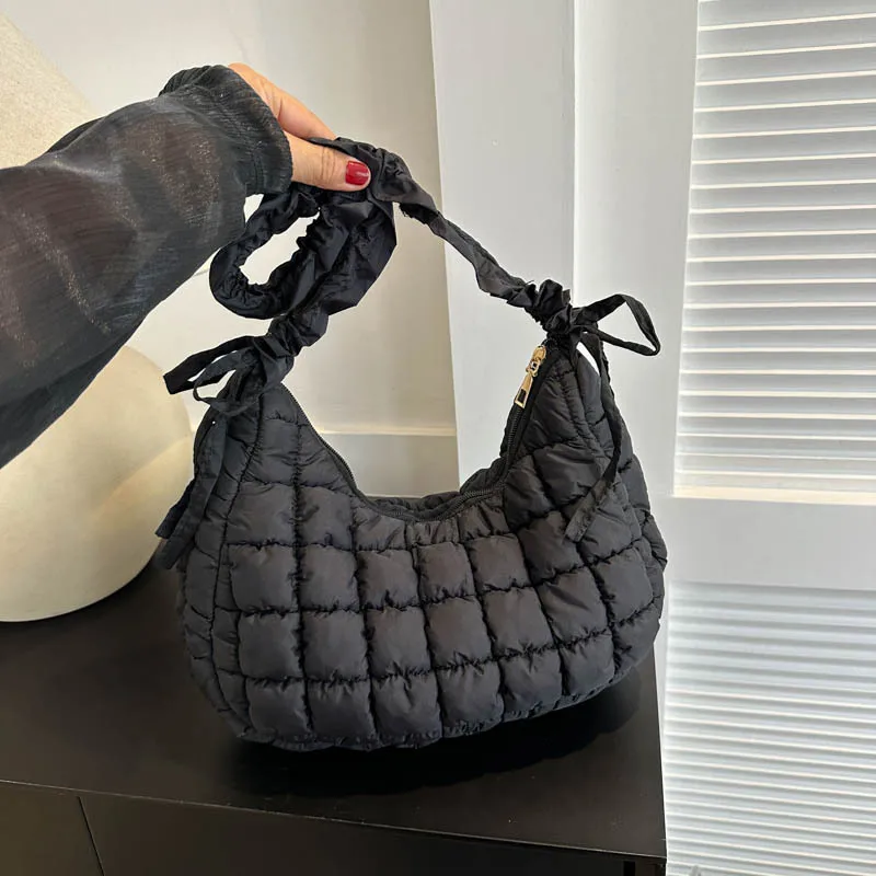 Simple temperament pleated shoulder bag versatile ins underarm bag