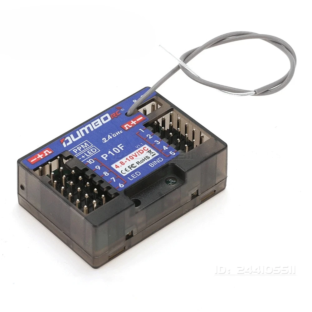 DUMBORC P10F P10FG 10CH 2.4G RC Receiver Gyro Voltage Return for X10P-350 DDF-350 Transmitter Remote Control Car Boat Tank Model