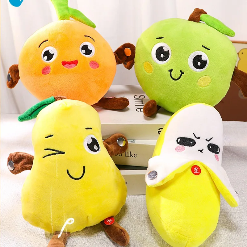 Fruit Induction Beat Piano Plush Toy Record Function Interactive Banana Strawberry Carrot Musical Rhythm Sensor Stuffed Animal