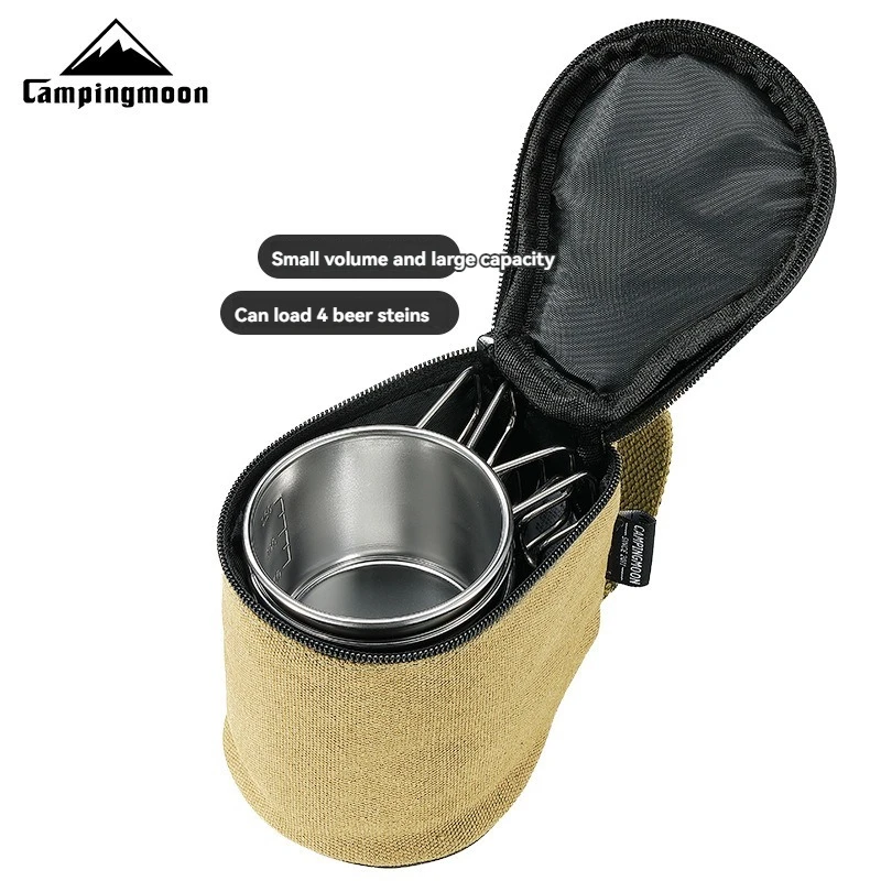 CAMPINGMOON Outdoor Portable Salad bowl Storage bag, Canvas Salad Cup Coffee Beer Cup Portable Storage Bag, S180-B