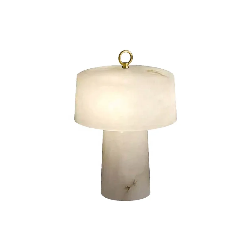 Creative marble table lamp decorates the restaurant