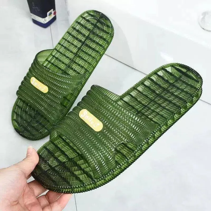 Large Size Men's Crystal Bull Tendon Slippers Plastic Bathing Home Slippers Oxford Wear-Resistant Casual Sandals