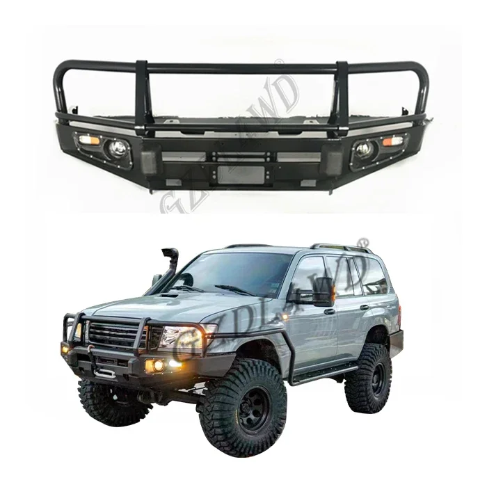 GZDL4WD 4x4 Factory Steel Front bumper For Land cruiser LC100 Front Bull Bar Rolled Steel Bumper