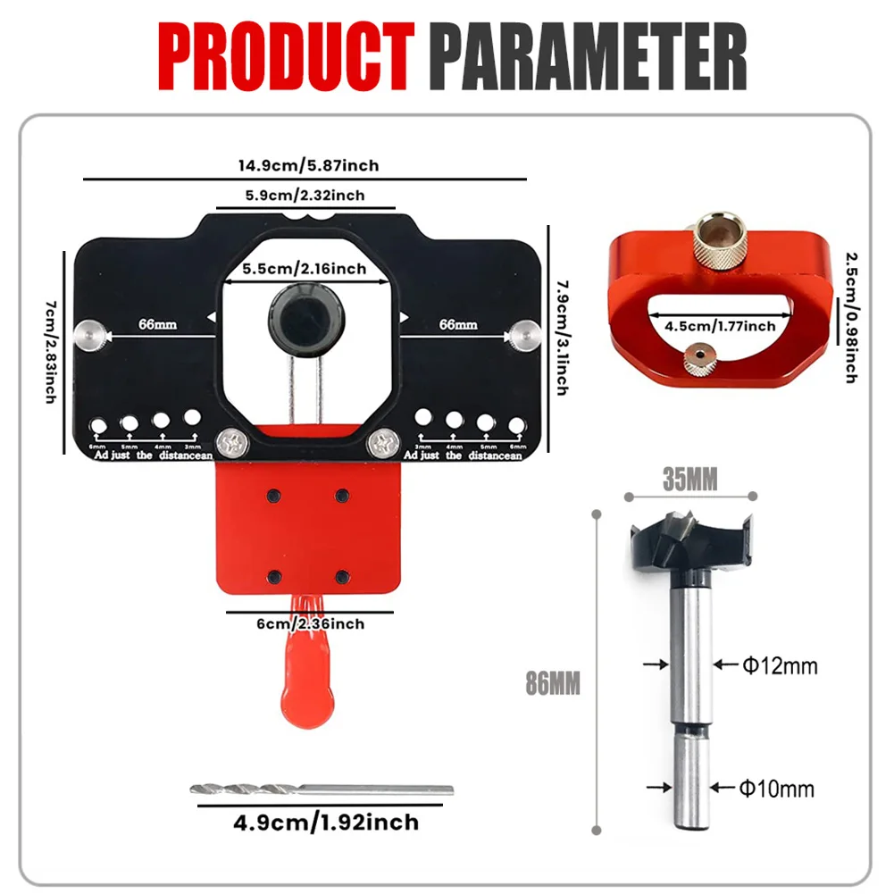 Cerniera a scomparsa da 35 mm Maschera di perforazione Cerniera Foro noioso Guida per trapano Localizzatore Modello di punzonatrice per maschera noiosa cerniera da 35 mm per armadietti per porte