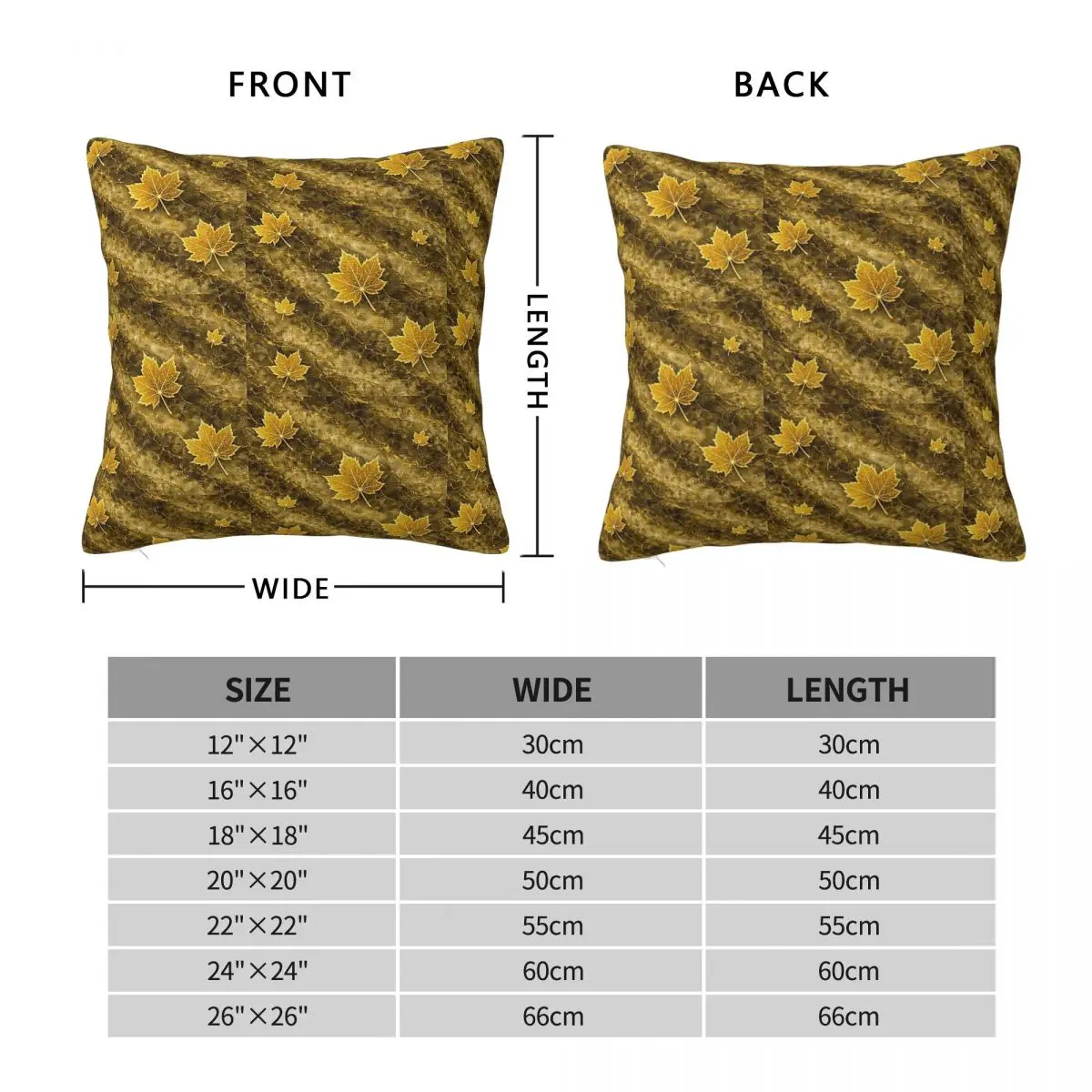 Maple Leaves Elegant Autumn Square Pillowcase Polyester Linen Velvet Printed Zip Decor Pillow Case Room Cushion Cover