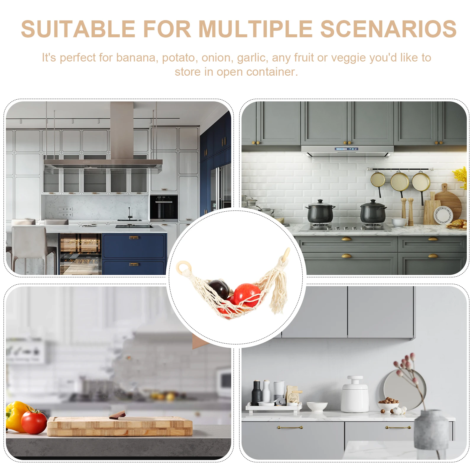 

Kitchen Storage Basket Decor Space Saving Fruit Vegetable Net Bag Kitchen Hanging Hammock Fruit Hanging Net
