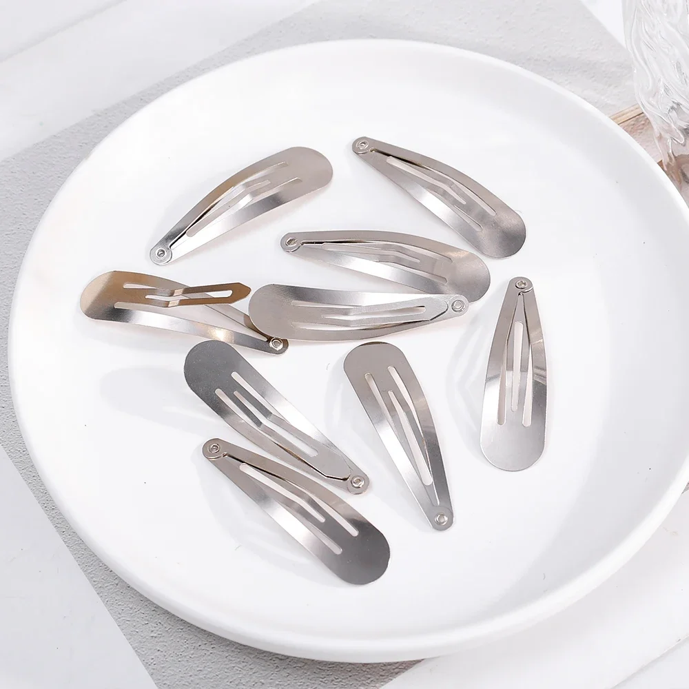 100 Uds. Pinzas para el cabello plateadas de Metal BB Snap Y2K Base de horquillas para pasadores hechos a mano DIY accesorios de tocados de estilo coreano para mujeres