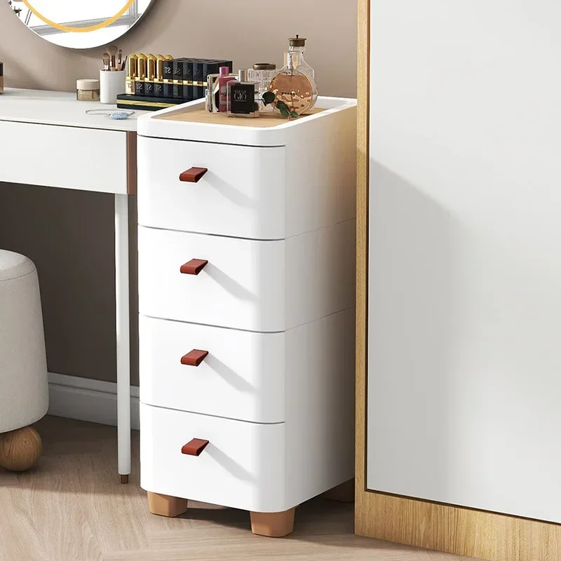 * 5 Layer Simple Drawer Storage Cabinet Living Room Toys Splinted Cabinet Frosted Plastic Wood Top Cabinet Bedroom Nightstand