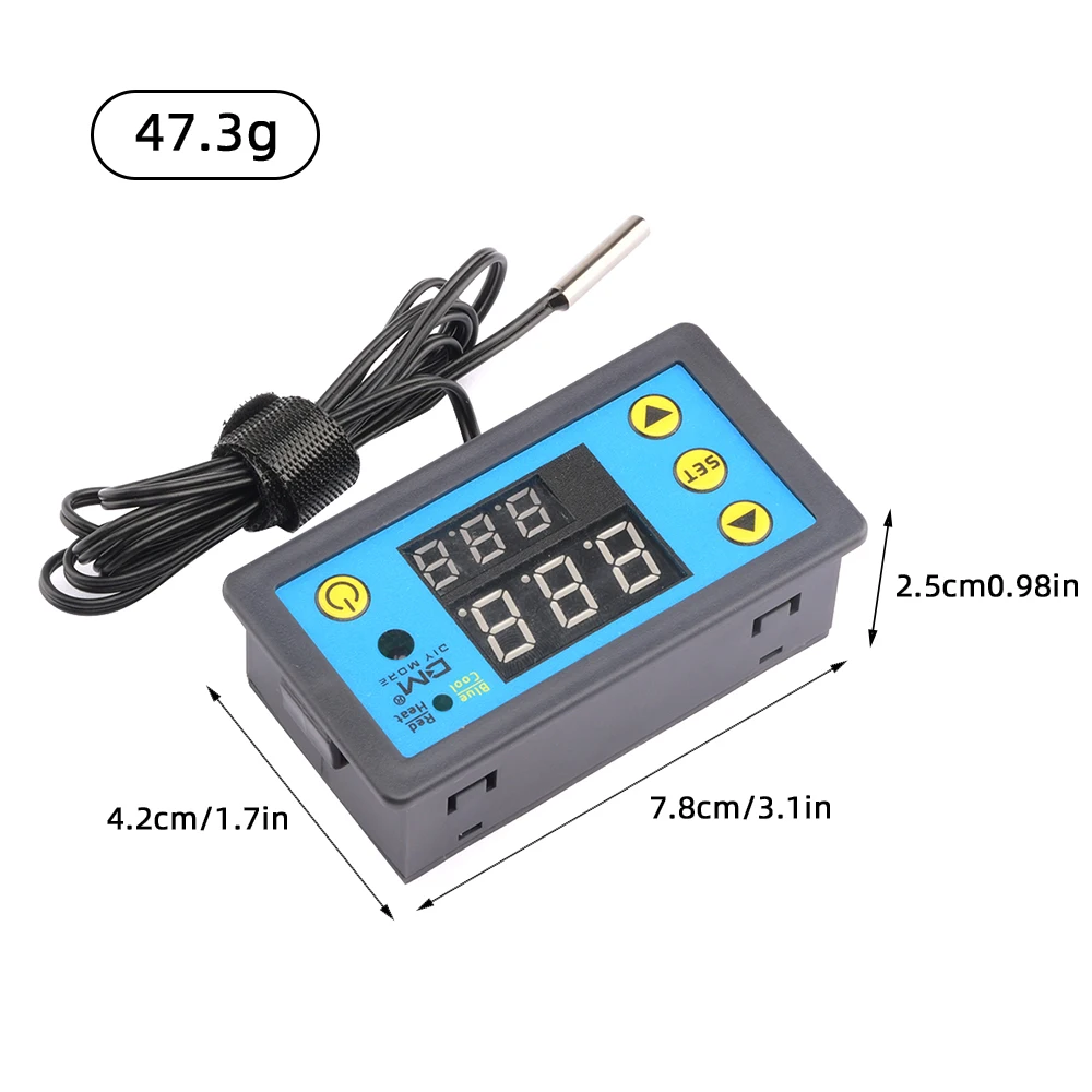 W3231 DC12V /24V AC110-220V Digital Thermostat Dual Display Cylindrical Probe with Infrared Remote Control Thermoregulator Box