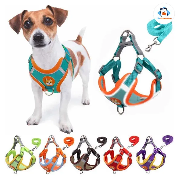 Peitoral Ajustável Para Cães E Gatos Em Nylon