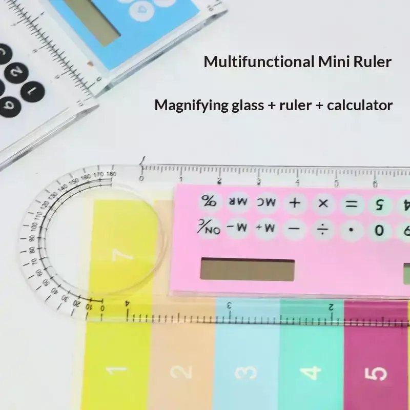 10cm Ruler Calculator Solar Card Mini Calculation Student Arithmetic Multifunctional Calculator Computer Digital Caliper