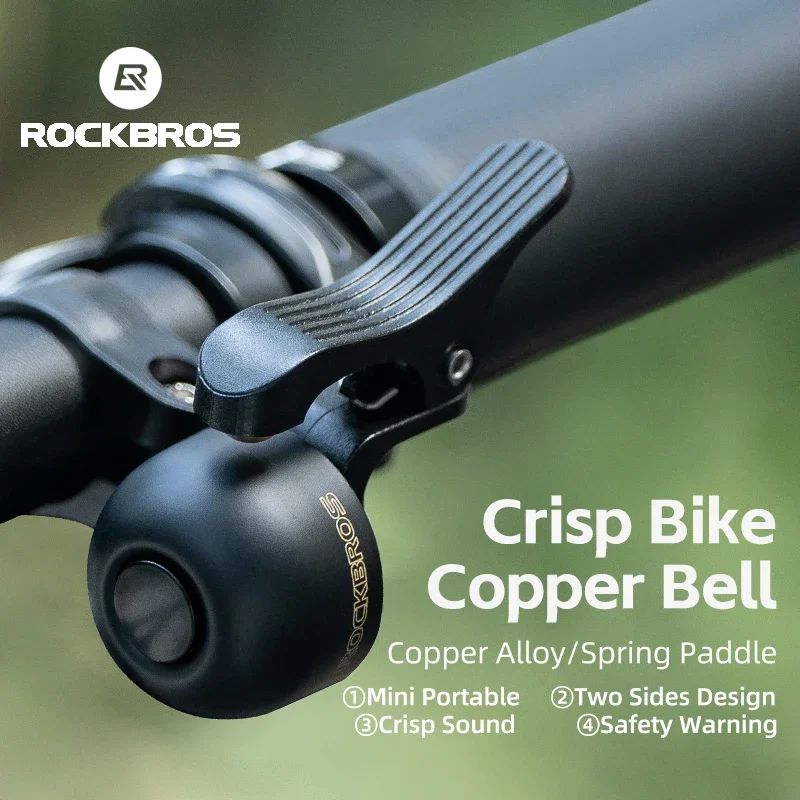 ROCKBROS-timbre para bicicleta, bocina para manillar de montaña, llamada de Ciclismo de Carretera, anillo de aleación, alarma de advertencia de sonido nítido para accesorios de seguridad para bicicleta