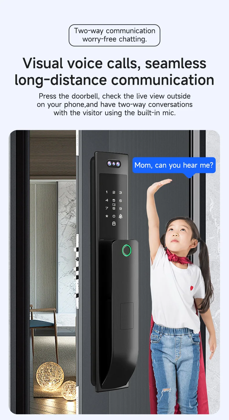 Fingerprint 3D Face Recognition Intelligent Door Lock Voice Call Function Palmprint Electronic Password Intelligent Lock