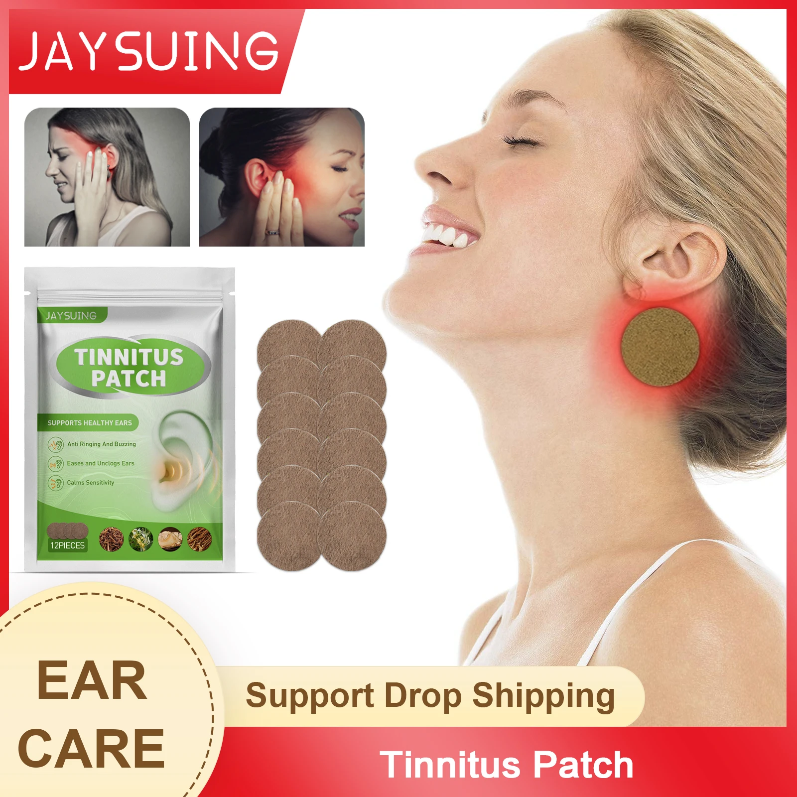 Tinnitus Patches Improve Listening Care Heals Earache Alleviates Dizziness Relief Hearing Impairment Ear Ringing Treatment Patch