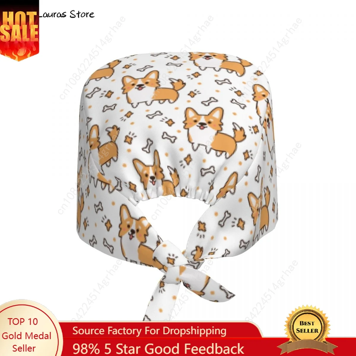 

Cute Welsh Corgi Nursing Accessories Scrub Hat Surgery Dentist Animal Lab Cap Scrub Cap Anaesthesia Scrub Cap