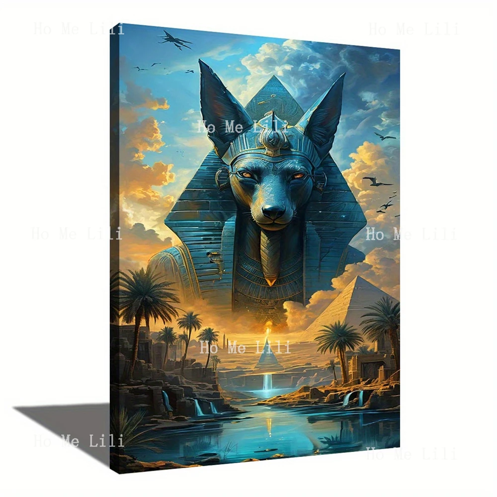 Anubis Pyramid Egyptian Sphinx Ancient Pharaoh Canvas Wall Art For Bedroom Living Room Home Office Decor