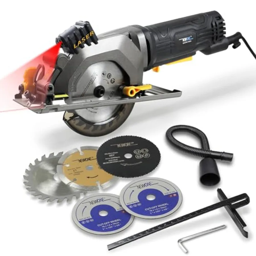 

Mini Circular SawNEWONE 4.5Amp Electric Circular Saw with 6 Saw Blades 3500RPM Max Cutting Depth 1-11/16" 90° 1-1/8"(45°) Circu